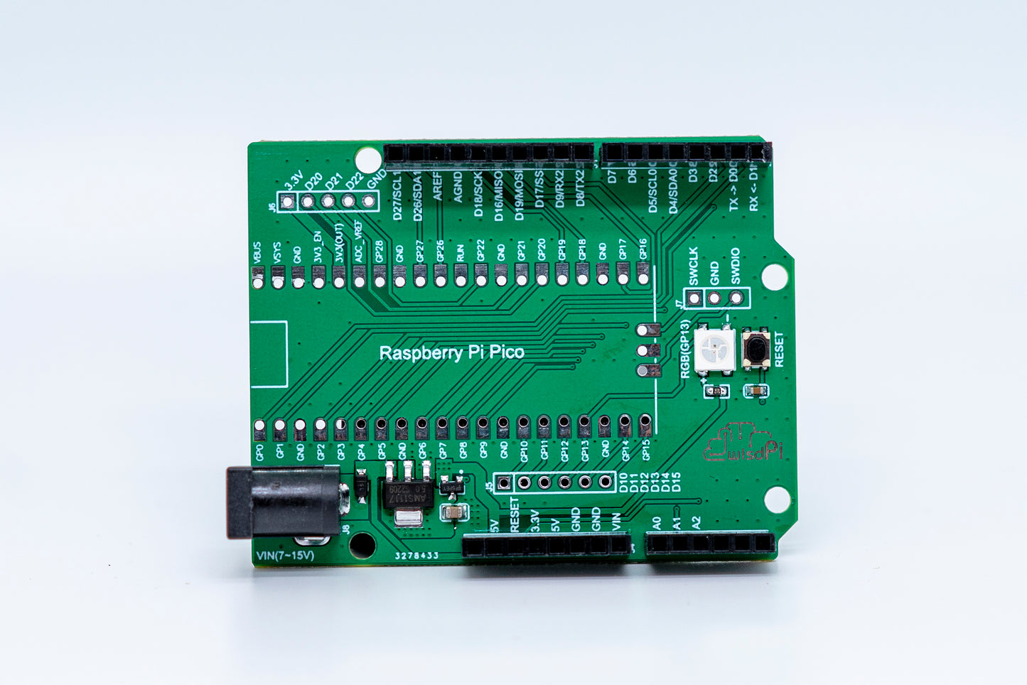 ArduPico | An Arduino Style Carrier Board for the Raspberry Pi Pico board.